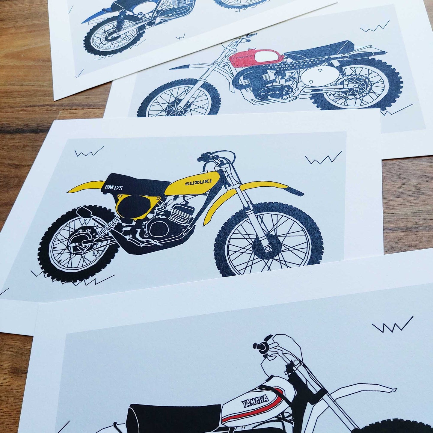 Red Vintage Motocross Motorbike Art Print