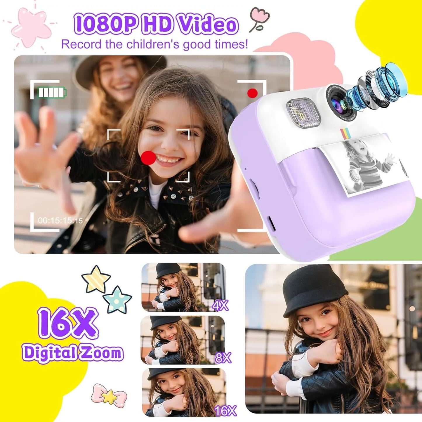 Children Digital Camera Instant Print Photo 
