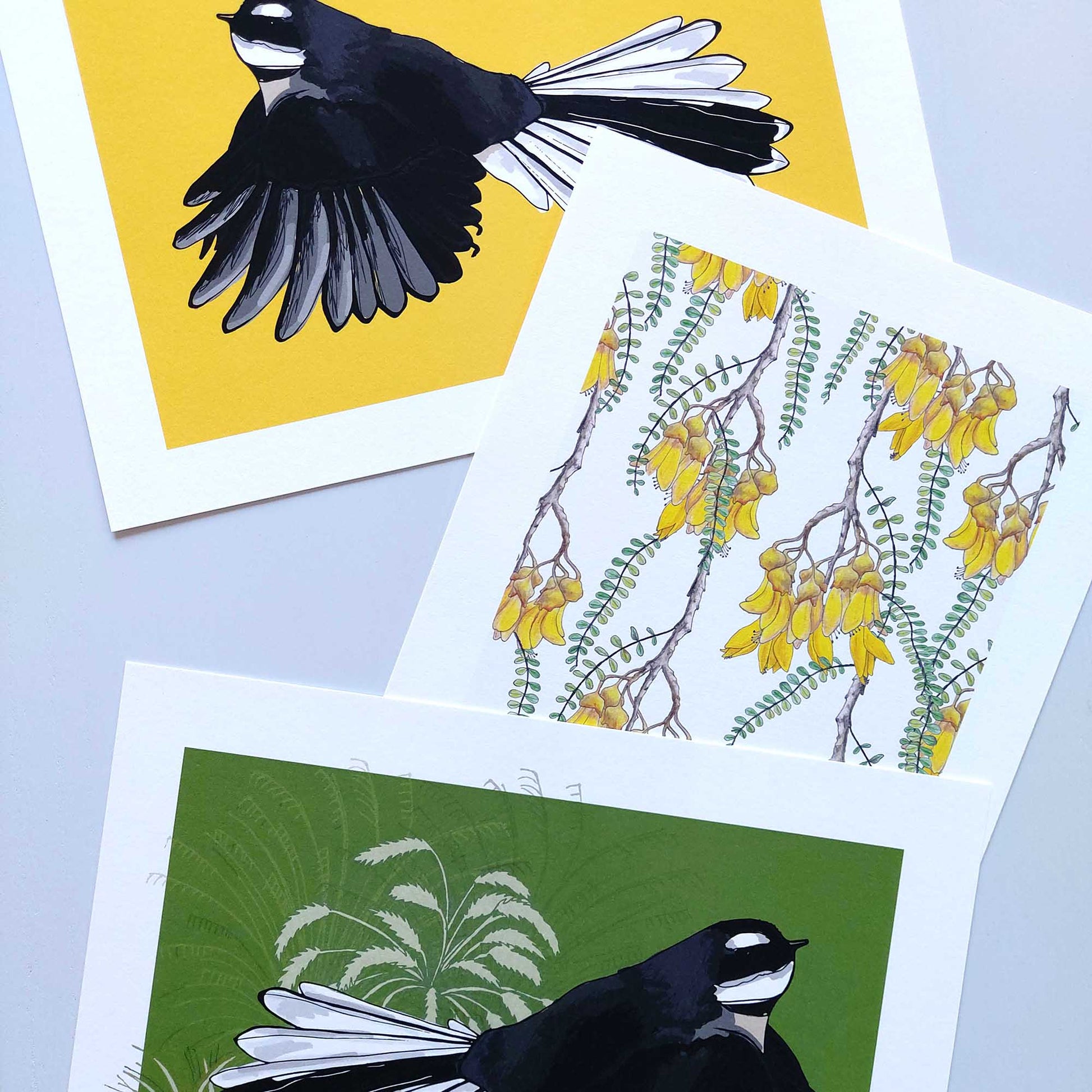 Fantail on Yellow Art Print