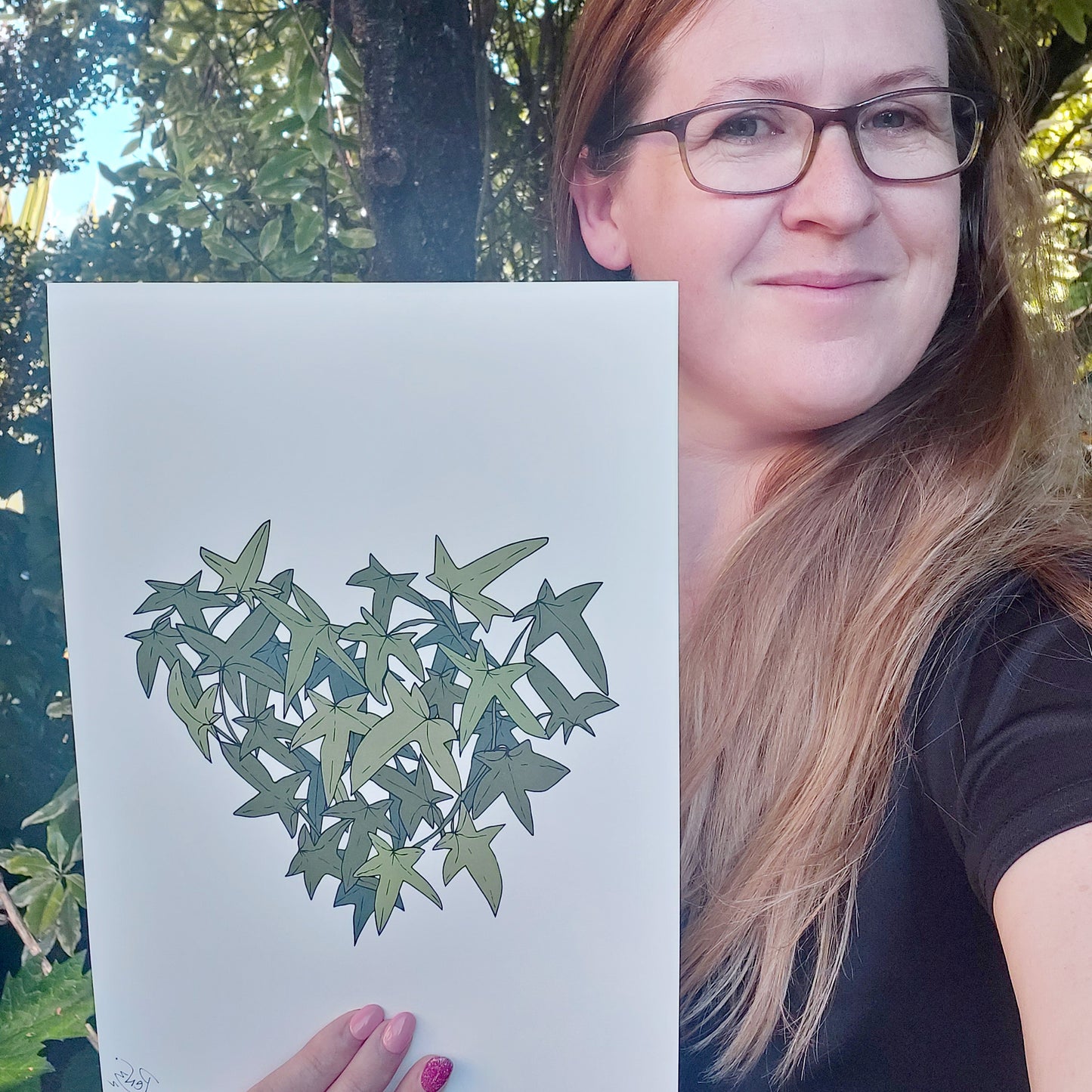 Mum's Garden Ivy Heart Art Print