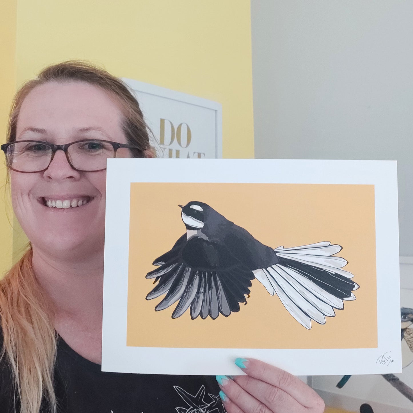 Fantail on Yellow Art Print