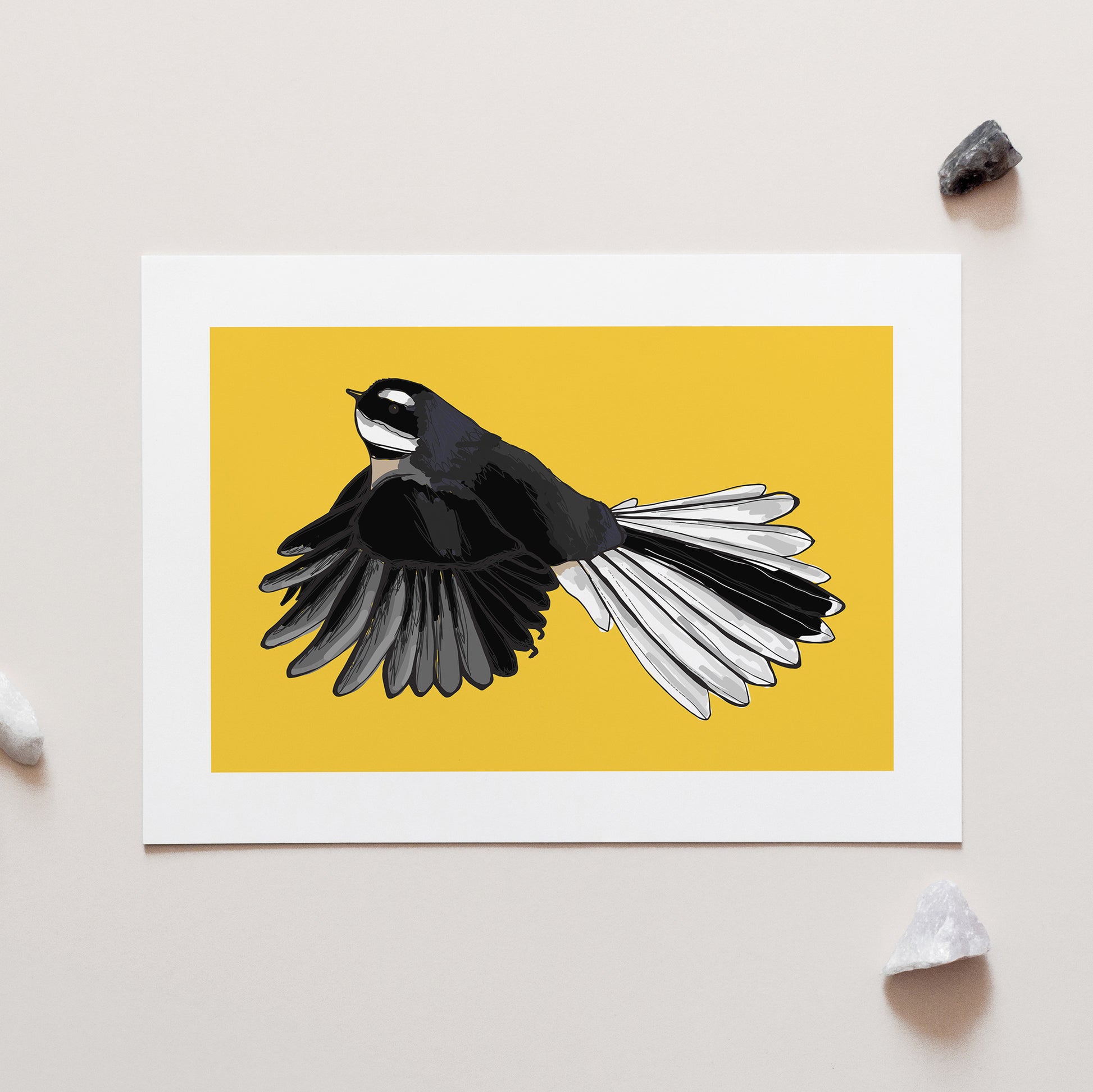 Fantail on Yellow Art Print