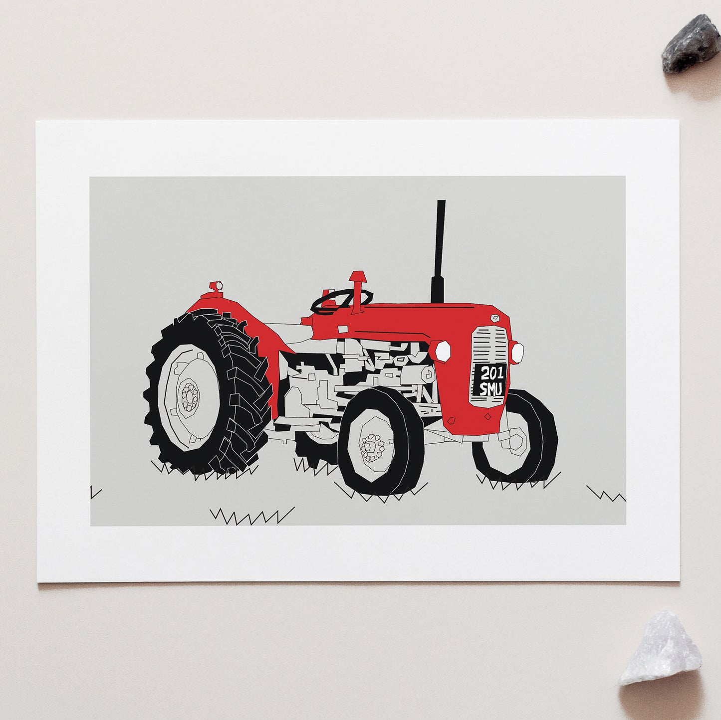 Red Vintage Tractor. Red Vintage Tractor Art Print for sale