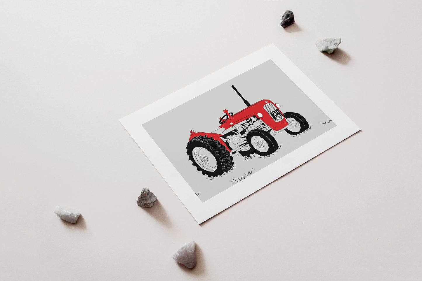 Red Vintage Tractor Art Print for sale