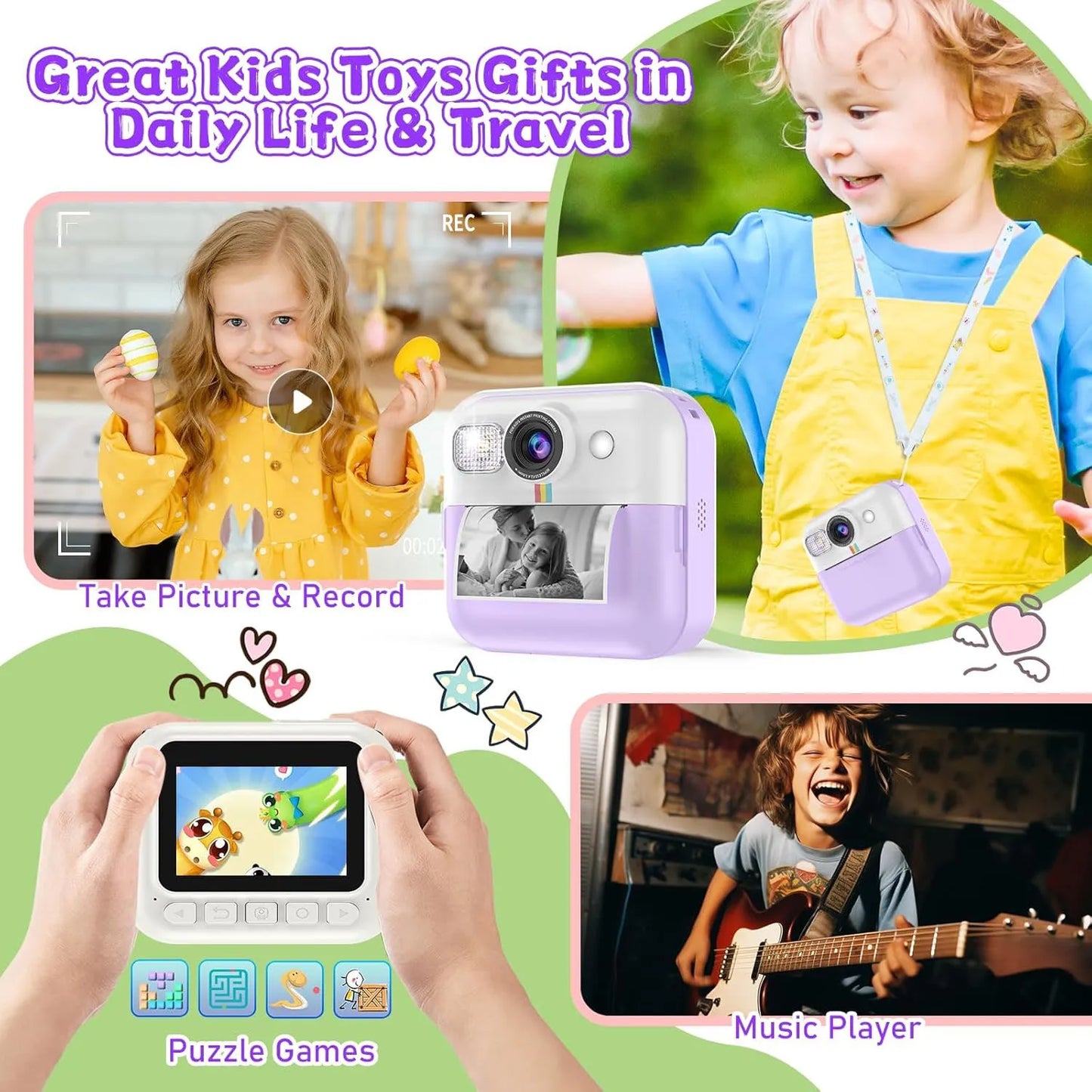 Children Digital Camera Instant Print Photo 